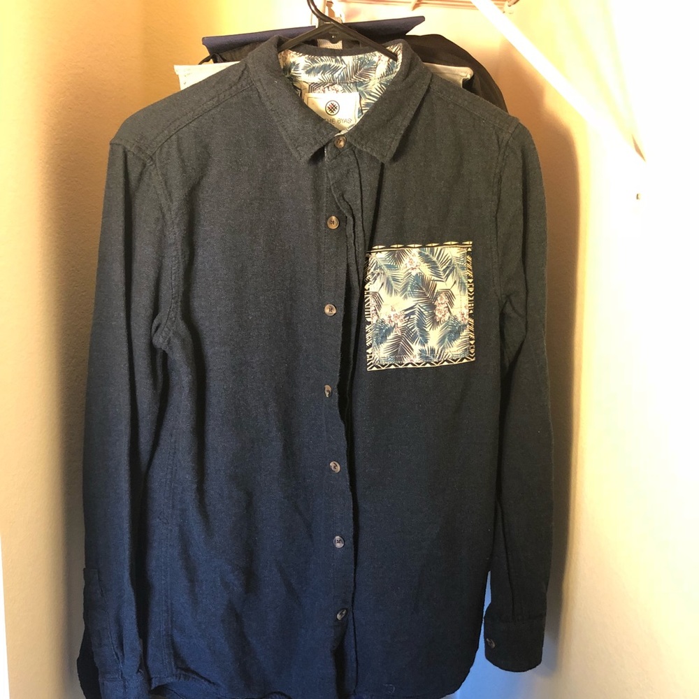 Navy blue long sleeve button down S